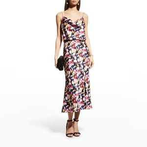 Aidan Mattox Printed Floral Cowl Neck Midi Slip Dress-Size 10